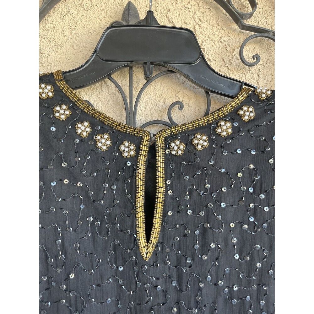 Lawrence Kazar Beaded Top - Size XL - Black/ Gold - Picture 5 of 10